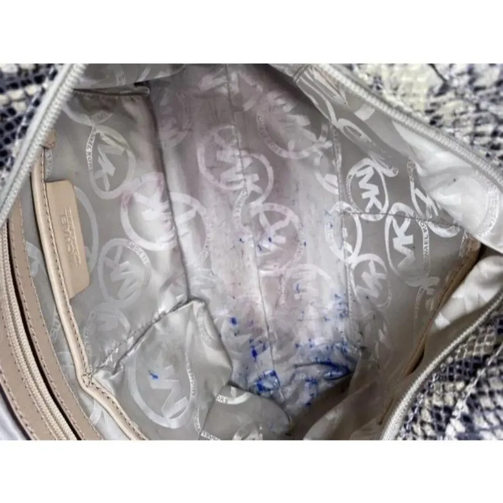 michael kors bag snake print beige black leather t